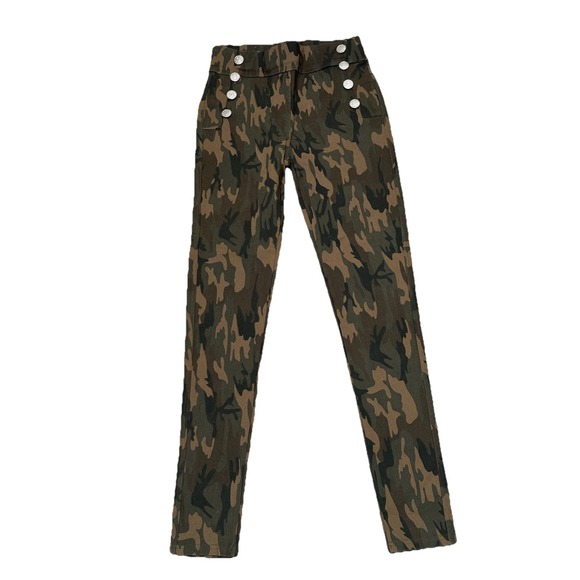 Kroix Pants - Kroix Premium Denim Size Women's S/M‎ Olive Green Animal Print Leggings Buttons